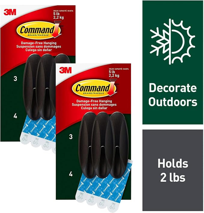 Command Outdoor Large Hooks, Holds up to 5 lbs, Damage Free Hanging Wall Hooks - Image 2
