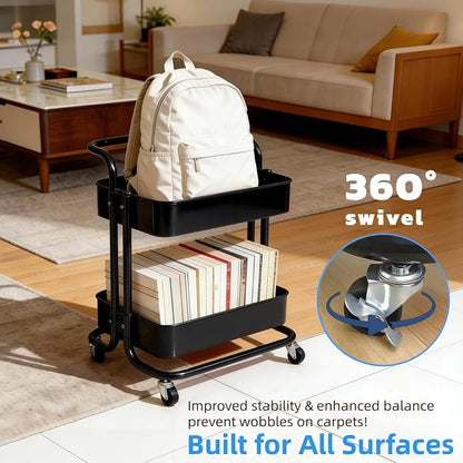 2 Tier Rolling Utility Cart - Image 2
