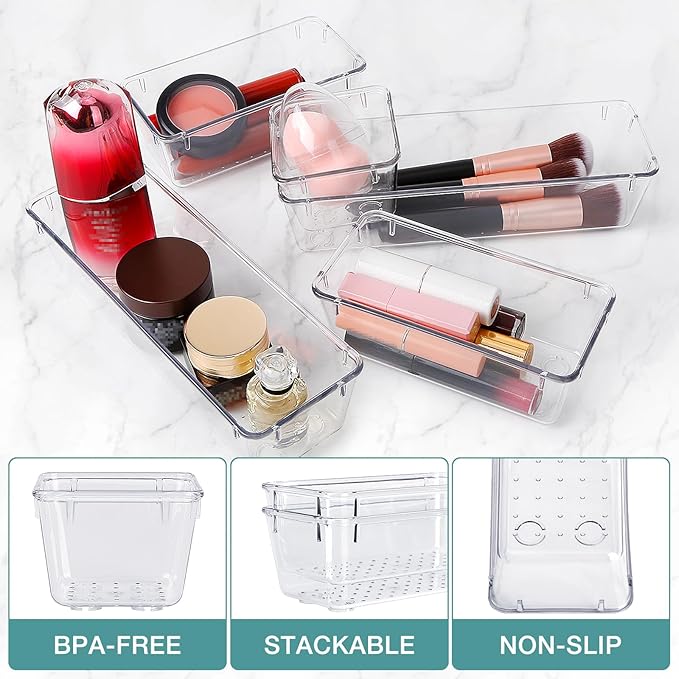 13 PCS Drawer Organizer Set, 5 Varied Size Bathroom and kitchen Drawer cabinet - Image 3