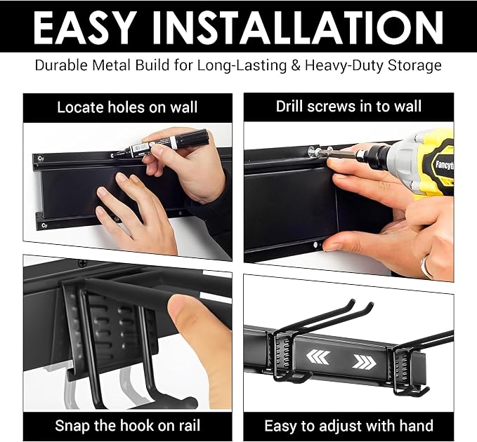 Feller 9-Piece Garage Slatwall Hook Kit – 6 Double Utility Hooks + 3 Mounting - Image 5