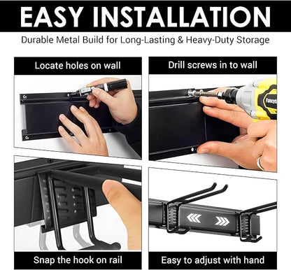 Feller 9-Piece Garage Slatwall Hook Kit – 6 Double Utility Hooks + 3 Mounting - Image 5