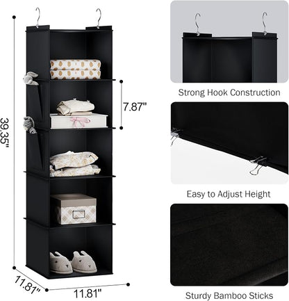 YOUDENOVA Hanging Closet Organizer, 5-Shelf Closet Hanging Storage Shelves - Image 3