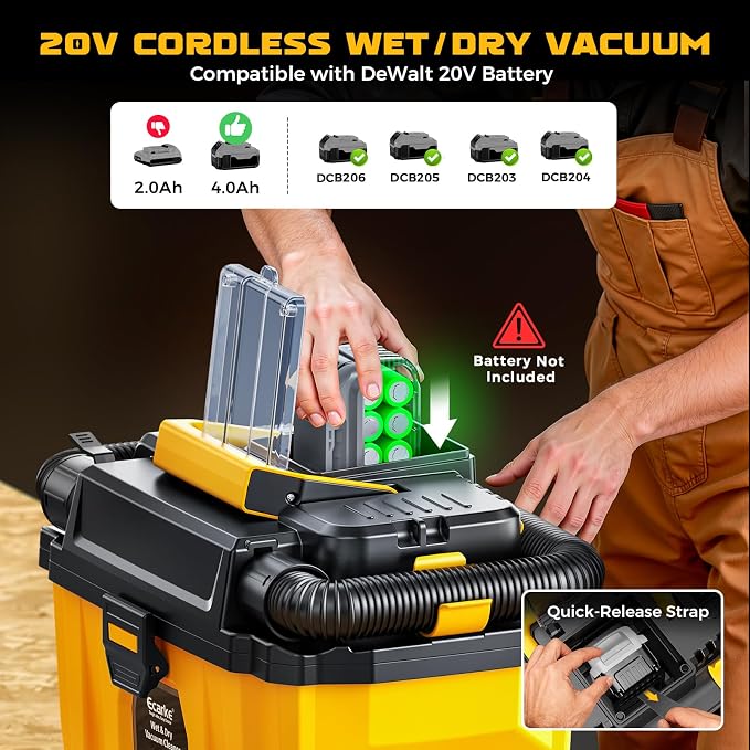 Ecarke 2.5 Gal Cordless Wet Dry Vacuum Compatible - Image 2