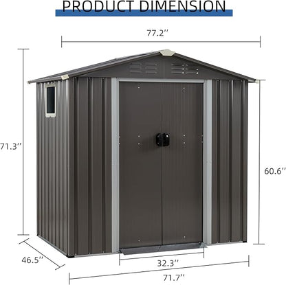 JYQAQA 6x4 FT Outdoor Storage Shed, Waterproof Metal Garden Sheds - Image 2