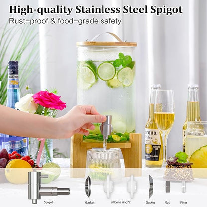 1.2 Gallon Large Glass Drink Dispenser - Image 5