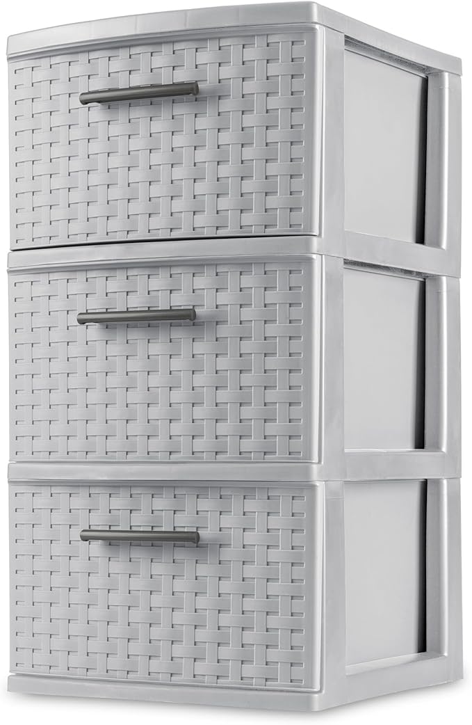 Sterilite 2-Pack 3-Drawer Weave Tower, Medium Storage Closet Organizer - Image 4