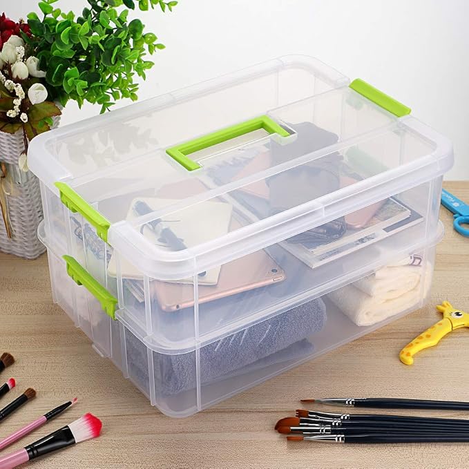 JUXYES 2-Tiers Stack Carry Storage Box - Image 6