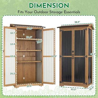 Ketive Outdoor Storage Cabinet, Wood & Metal Garden Cabinet - Image 2