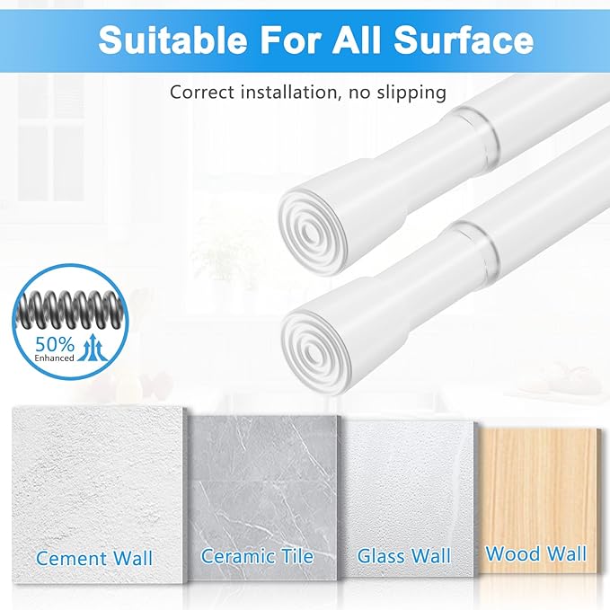 1 Pack Spring Loaded Tension Rod 17-41" Adjustable Curtain Rods No Drill - Image 5