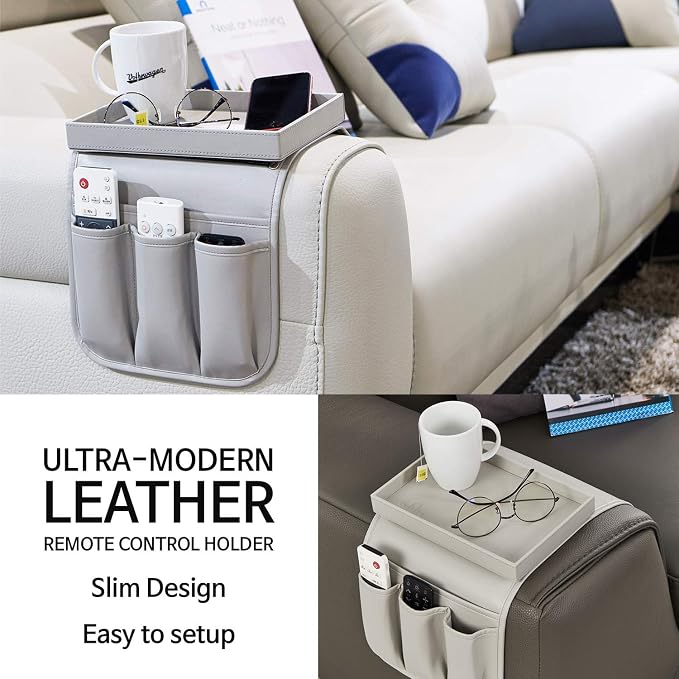 Couch Remote Caddy Control Holder Sofa Synthetic PU Leather Organizer - Image 5