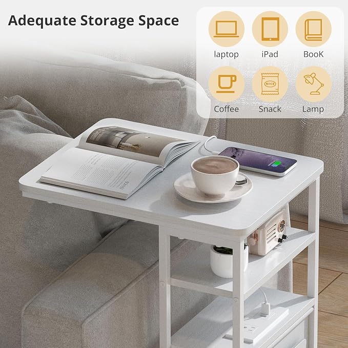 C Shaped End Table with Charging Station, Under Couch Table C-Shaped End Table - Image 4