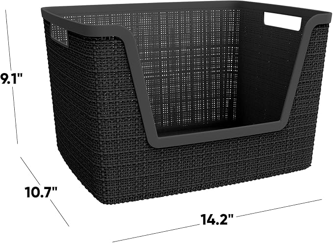 Curver Set of 4 Large 18L Easy Access Jute Decorative Plastic Organization and - Image 2