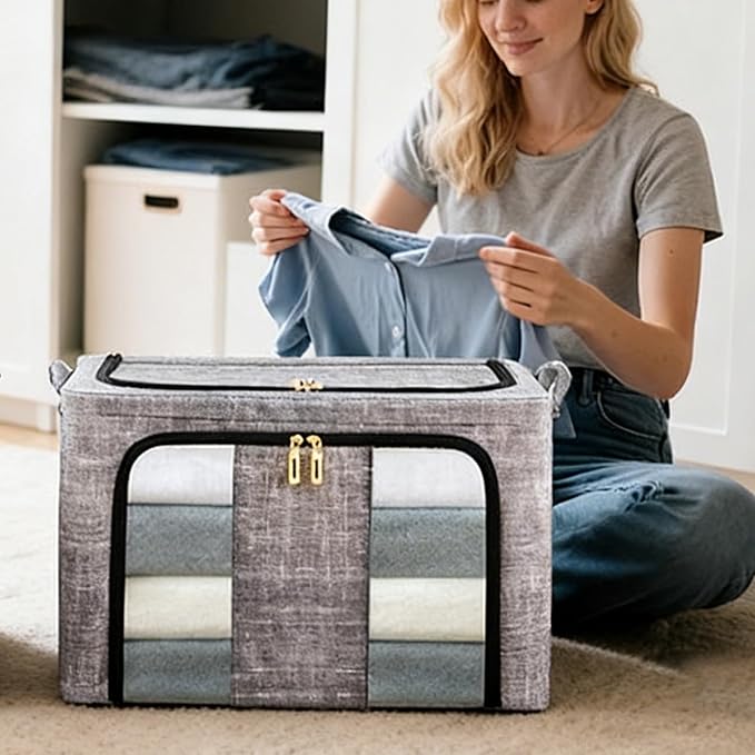 Clothes Storage Bins 50x40x33cm, 66L Waterproof Foldable Fabric Container - Image 5
