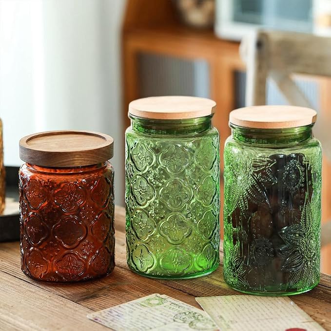 ANSQU Green Glass Canister, 34oz Candy Jar - Image 5