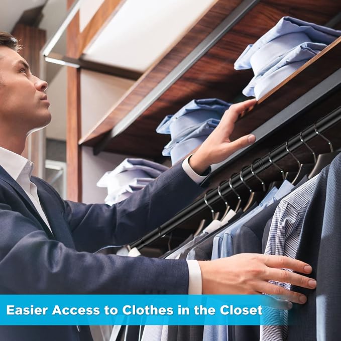 INFLATION Adjustable Closet Rod 15-25 Inch Width, 35 Inch Height Black Stylish - Image 6