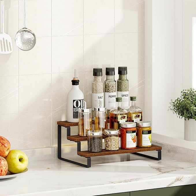 Giikin 3-Tier Spice Rack, 13.8 Inch Wood Step Shelf Countertop Spice Storage - Image 7