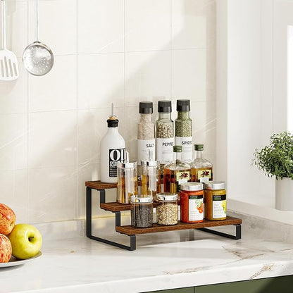 Giikin 3-Tier Spice Rack, 13.8 Inch Wood Step Shelf Countertop Spice Storage - Image 7