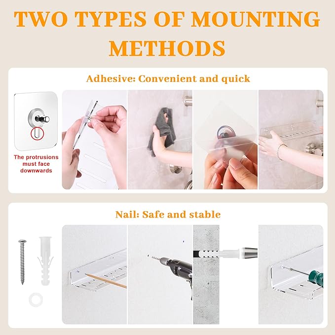 LAZYROSY 4 Pack Floating Shelves – Clear Acrylic/PET Wall-Mounted No Drill - Image 5