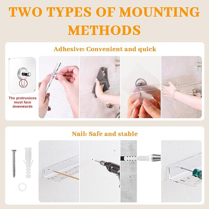 LAZYROSY 4 Pack Floating Shelves – Clear Acrylic/PET Wall-Mounted No Drill - Image 5