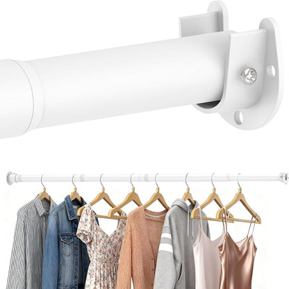 Heavy Duty Closet Rod, Adjustable 17-74 in, 1.3" Diameter | White, Suitable by DwelSpire