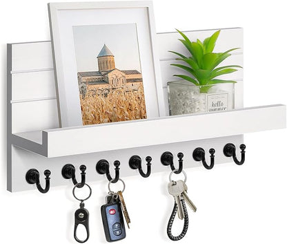 HONJIN Key Holder for Wall: Upgraded 7 Sturdy Key Hooks Easy Installation Mail by HONJIN