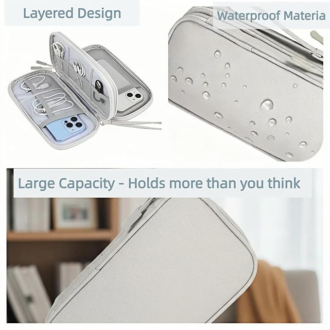 Portable Waterproof Double Layers All-in-One Storage Bag, Travel Cord - Image 3