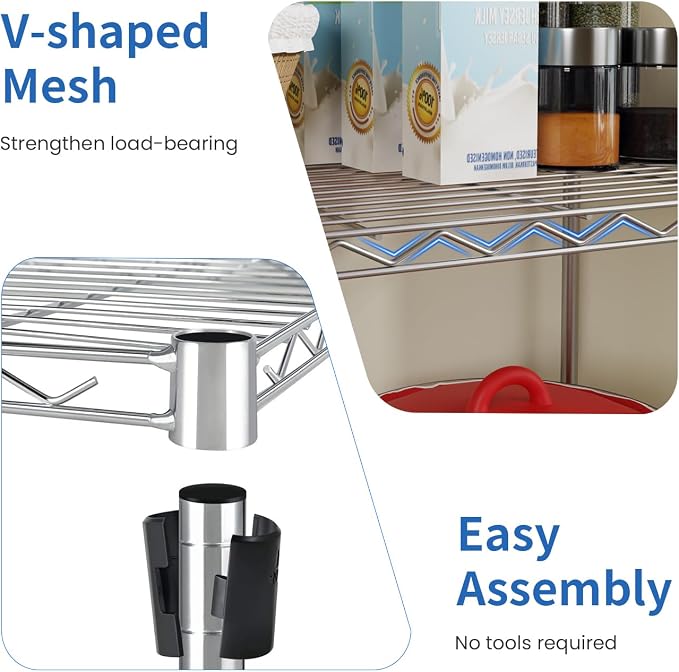 PayLessHere | 5-Tier Wire Shelf | 24"x14"x60" | Chrome | Adjustable Racks | - Image 8