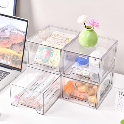 4 Pack Stackable Makeup Organizer, 4.4'' Tall Acrylic Bathroom Makeup Organizer - Image 6
