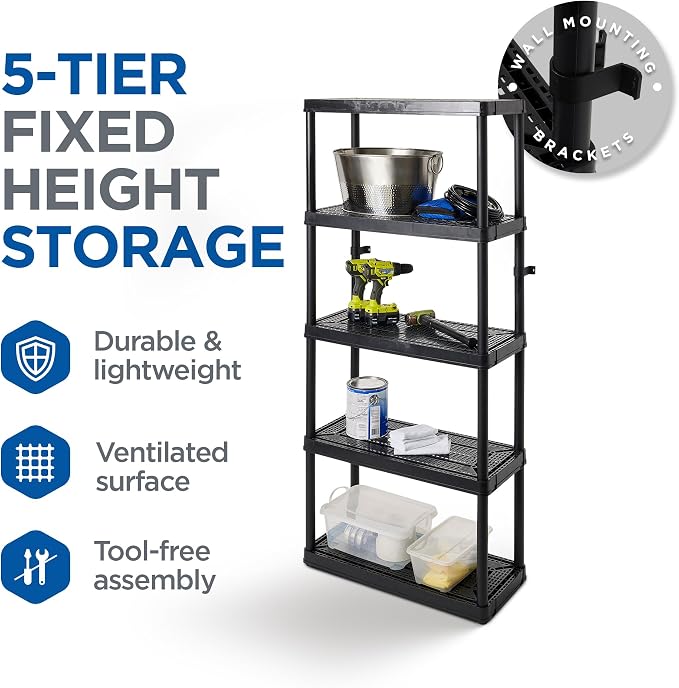 Gracious Living 5 Shelf Fixed Height Ventilated Medium Duty Storage Unit - Image 4