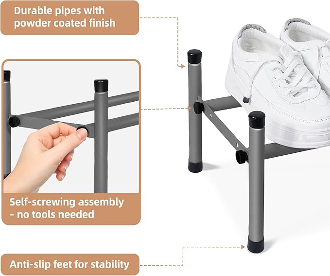 STORAGE MANIAC Expandable Shoe Rack, 4 Pairs Stackable Small Shoe Rack - Image 6