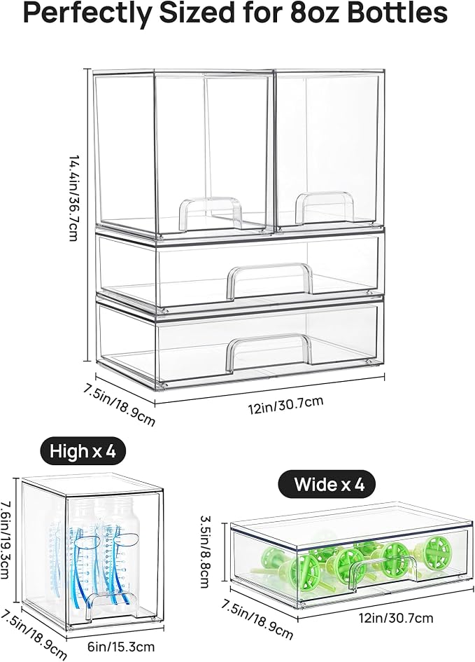 Vtopmart 8 Pack Stackable Storage Drawers Set, Beauty Supplies Storage - Image 2
