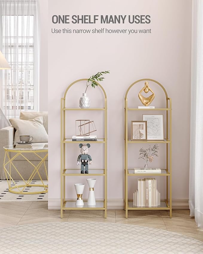 Hzuaneri Bookcase Bookshelf, Tempered Glass Bookshelves | Slim Shelving Unit - Image 3