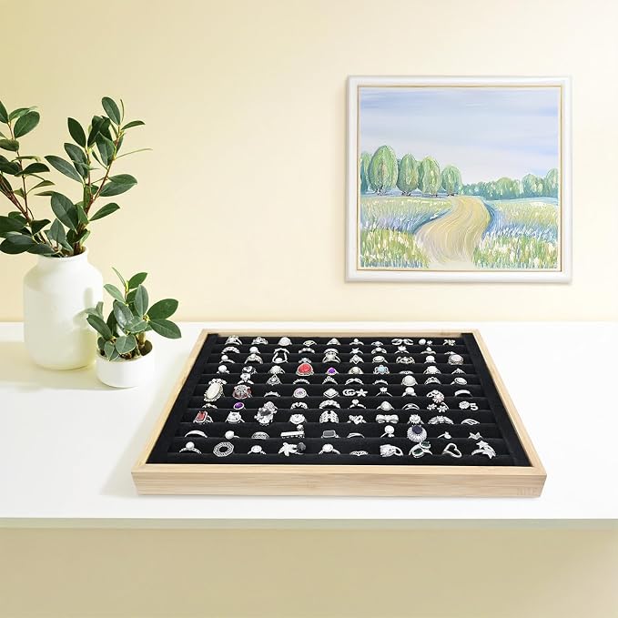 MOOCA 2 Pcs Bamboo Ring Display Tray Set - Image 5