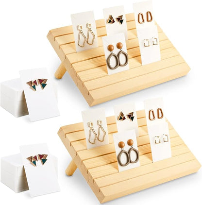Marsui 62 Pcs Wood Earring Display Stand Earring Card Display 2 Sets of Holder by Marsui