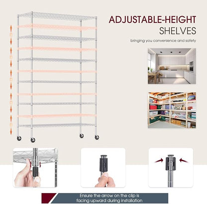 BestOffice NSF Wire Shelving Unit 6Shelf Large Storage Shelves Heavy Duty Metal - Image 6