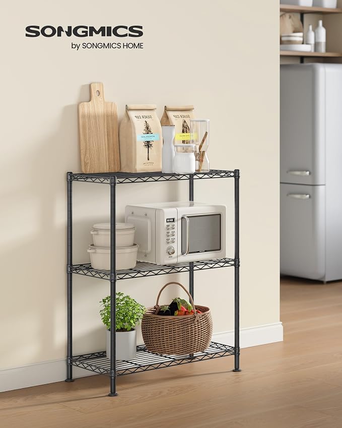SONGMICS Storage Shelf, Metal Wire Shelving Unit, Adjustable Shelves, - Image 3