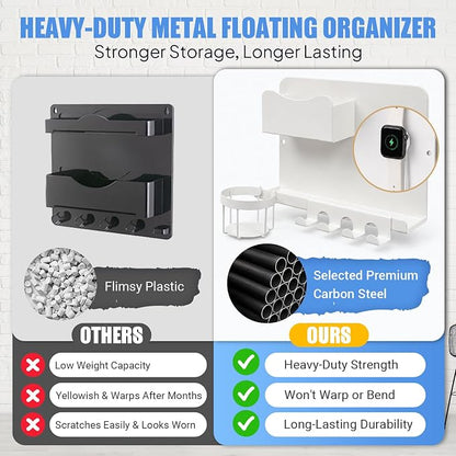 Metal Bedside Wall Shelf, No Drill Floating Bedside Shelf Wall Organizer | - Image 3
