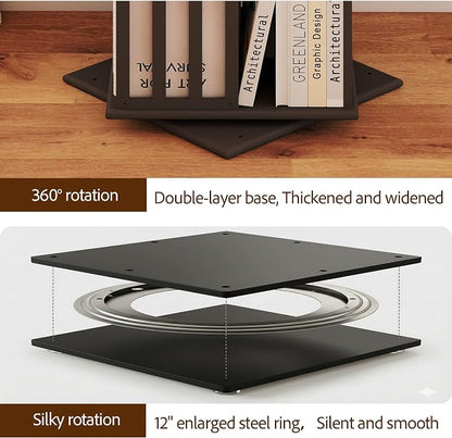 6 Tier Bamboo Rotating Bookshelf Tower, 360 Swivil Bookcase, 74.7in | Easy - Image 7