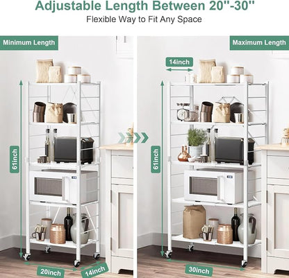 Himix 5 Tier Foldable Storage Shelves, Expandable Folding Pantry Shelf - Image 2