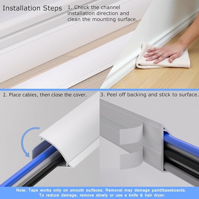 ZhiYo Corner Cable Hider, Floor Cord Cover - Image 5