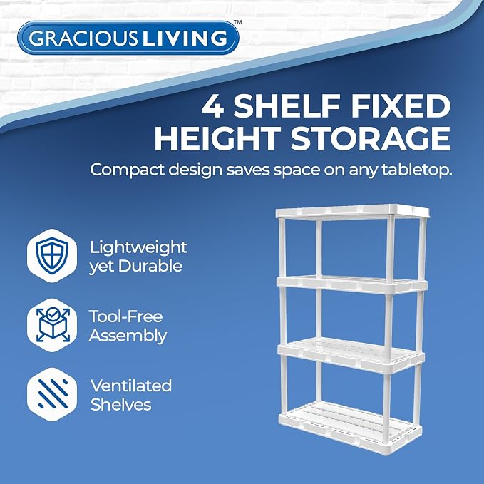 Gracious Living XL Heavy-Duty Storage Shelves, Knect-A-Shelf 4-Shelf Ventilated - Image 4