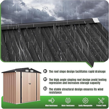 Aoxun 6'x4' Outdoor Metal Storage Shed - Image 3