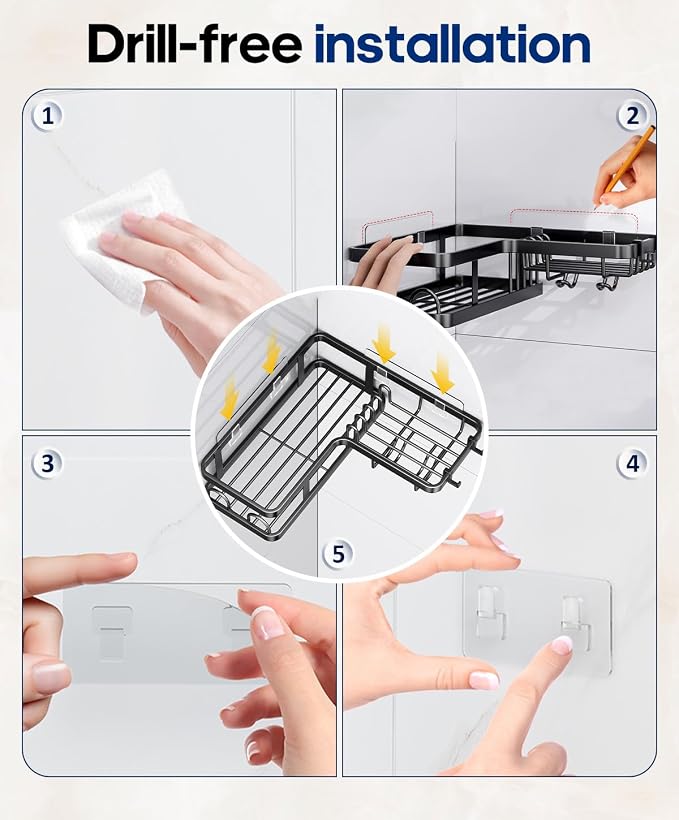 3 Pack Corner Shower Caddy Organizer, Rustproof Corner Shower Shelves, No - Image 8