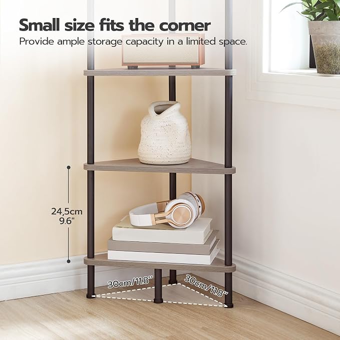 HOOBRO Corner Shelf Stand, Industrial 6-Tier Corner Bookshelf - Image 7
