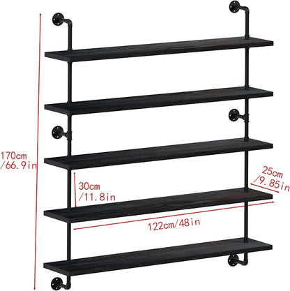 HDDFER Floating Shelves for Wall Bookshelf Industrial Pipe Shelving Shelves 48 - Image 2