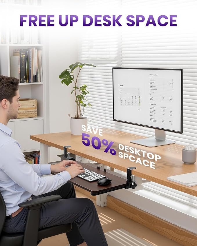 Ergonomic Mouse & Keyboard Tray Under Desk, Pull Out - Image 5