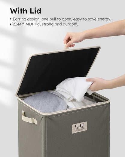SOLEDI Laundry Hamper with Lid 100L Large & Tall Collapsible Laundry Basket - Image 5