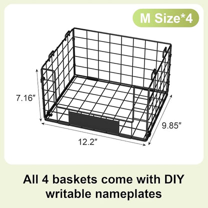 JKsmart 4 Pack XL Stackable Wire Baskets, Pantry Organizers and Storage | - Image 6