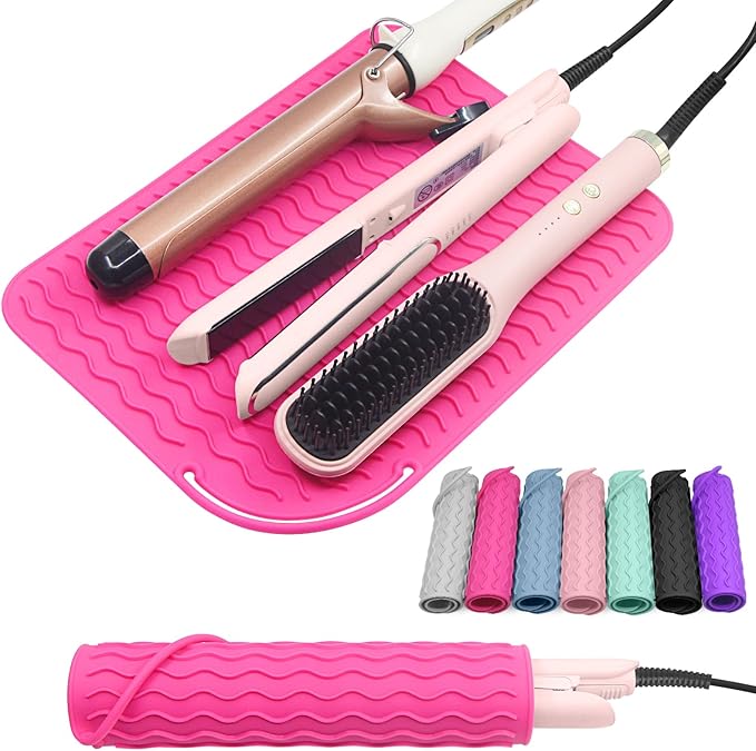 Plus Size Silicone Heat Resistant Mat, Portable Travel Hot Tools Pad Cover by Suafrnut