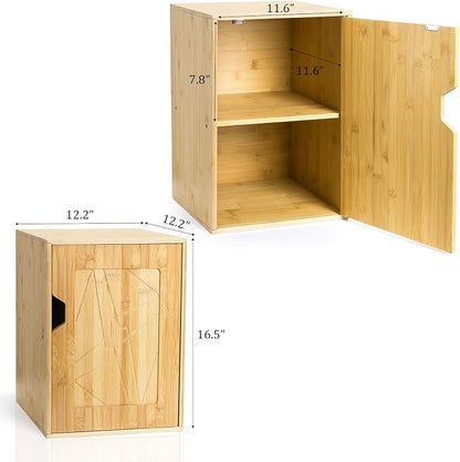 Fasmov 2 Tiers Cube Storage Organizer, Bamboo Bookshelf, Display Bookcase - Image 3